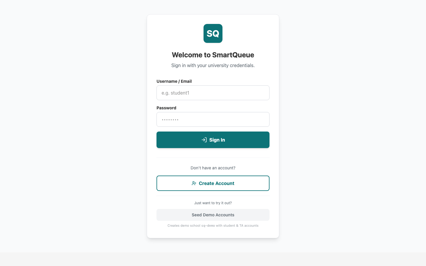 SmartQueue interactive prototype intake interface